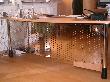 Schreibtischblende aus Edelstahl ,poliert und gebogen